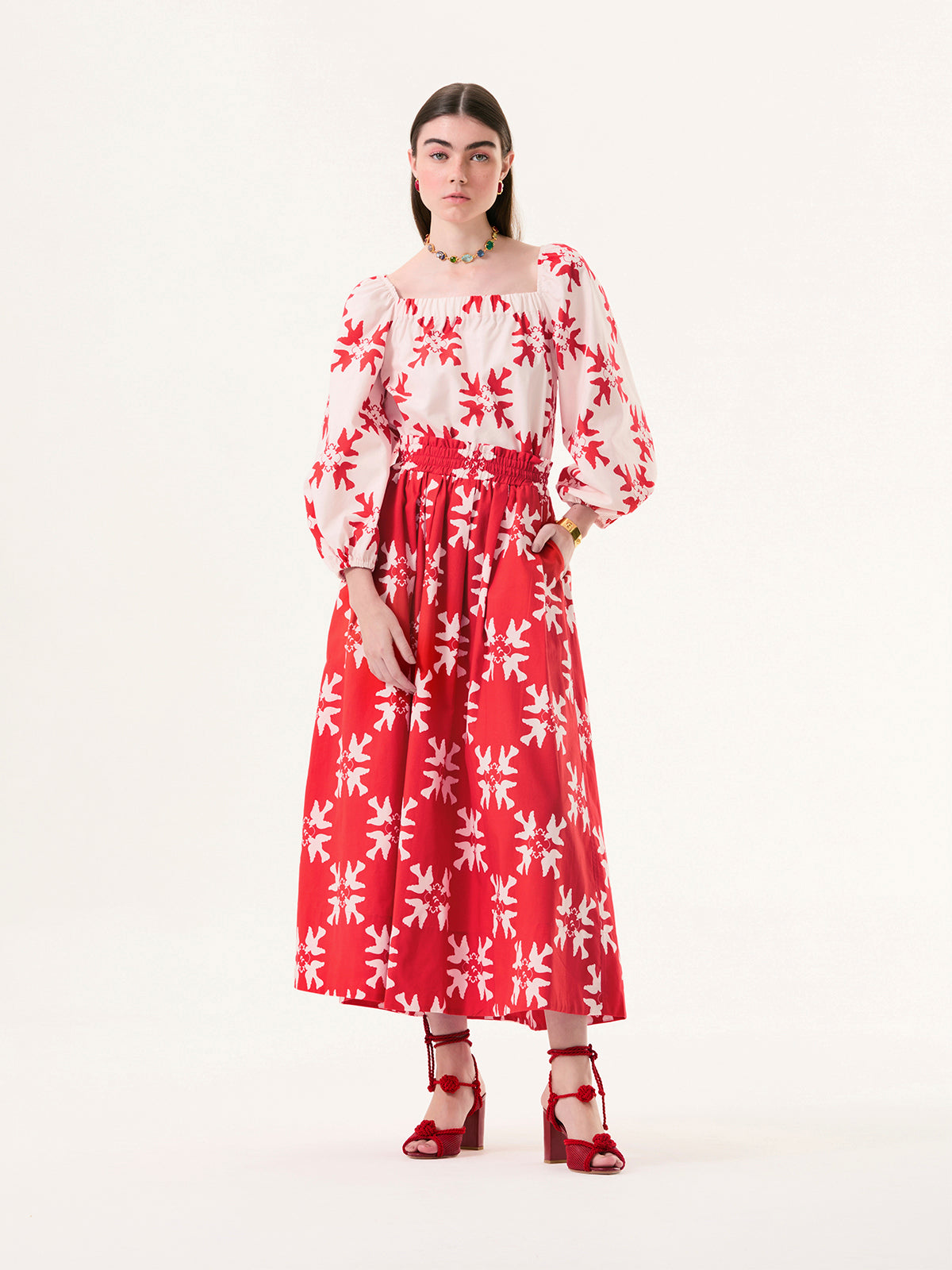 Peace Red Elastic Skirt