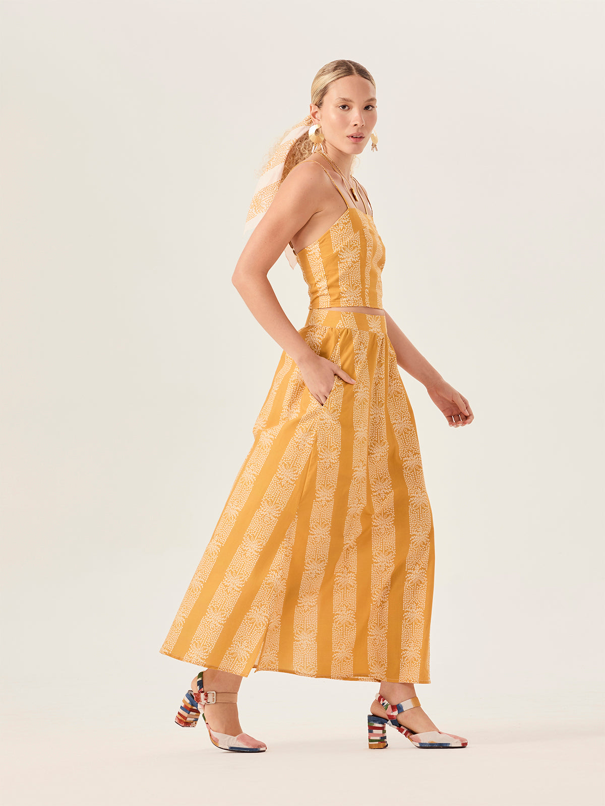 Straight Skirt with Side Slit - Pau Brasil Yellow