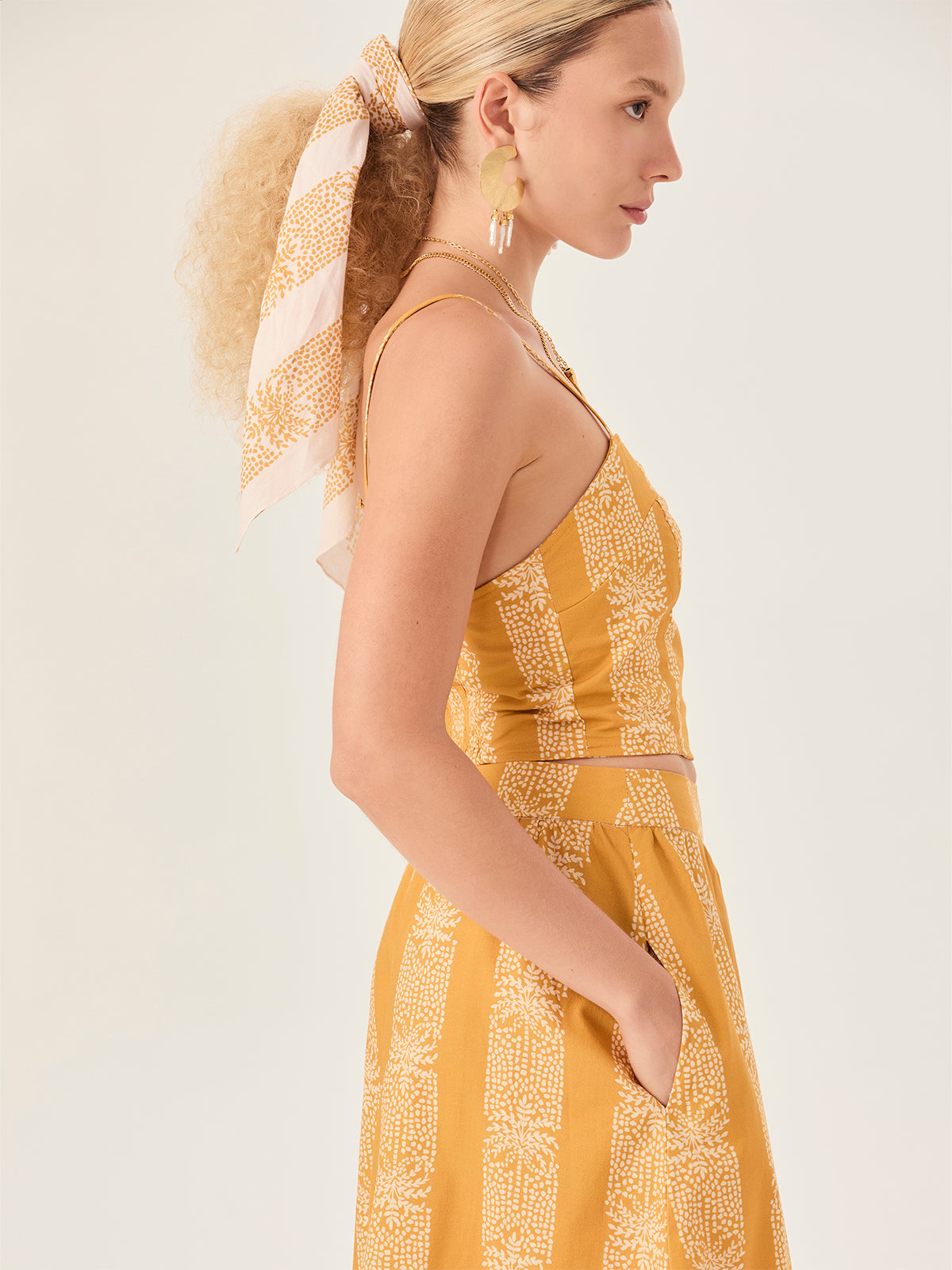 Straight Skirt with Side Slit - Pau Brasil Yellow