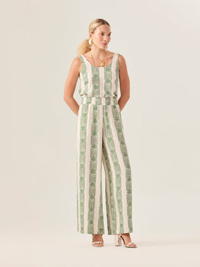 Flare Pants with Elastic Waist - Pau Brasil Green