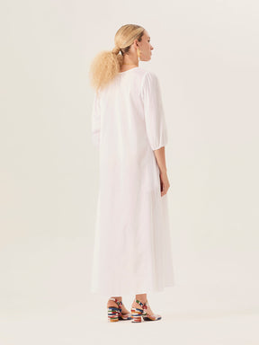 Long-Sleeve Flowing White Dress