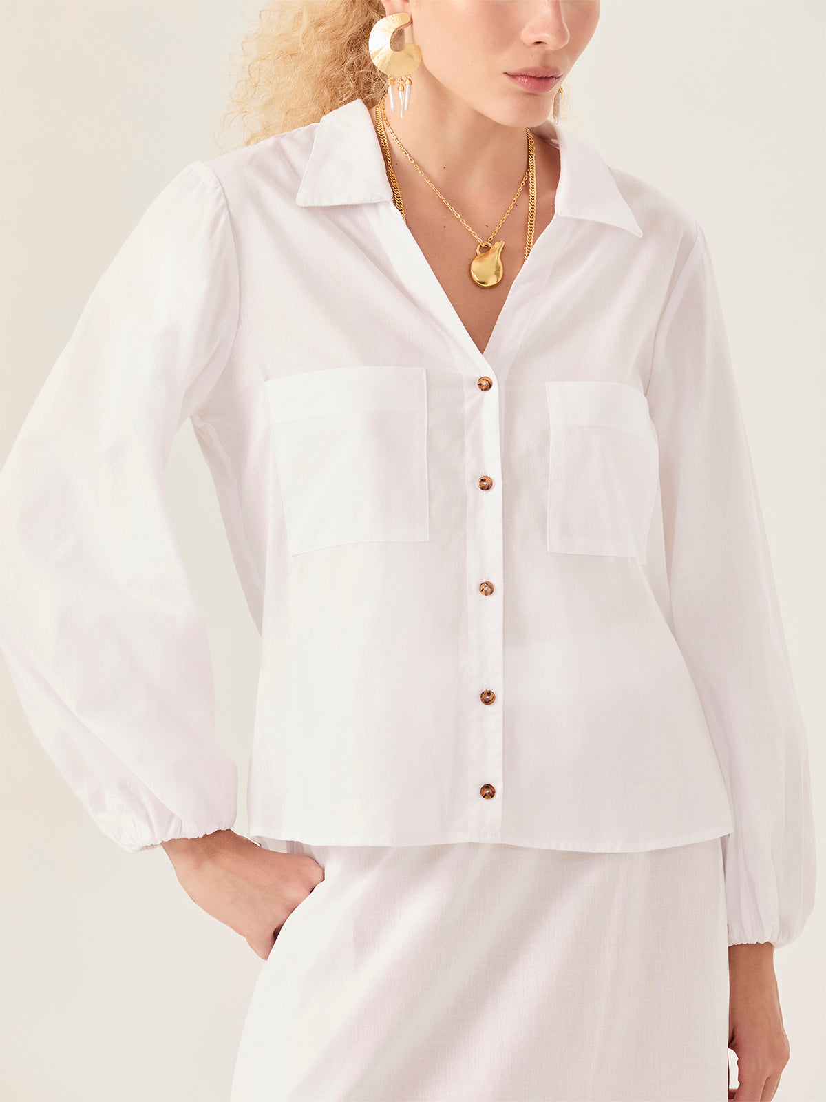 Puff Sleeve Shirt - White