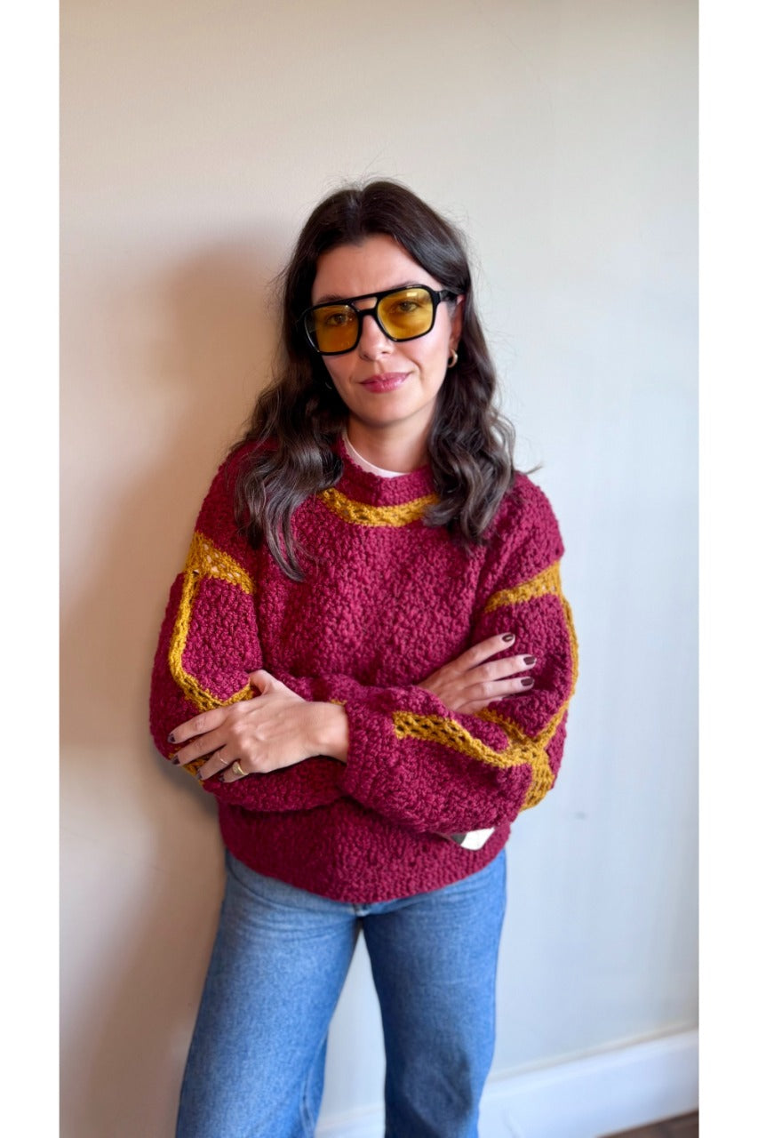 Tricot Pisa Burgundy & Mustard