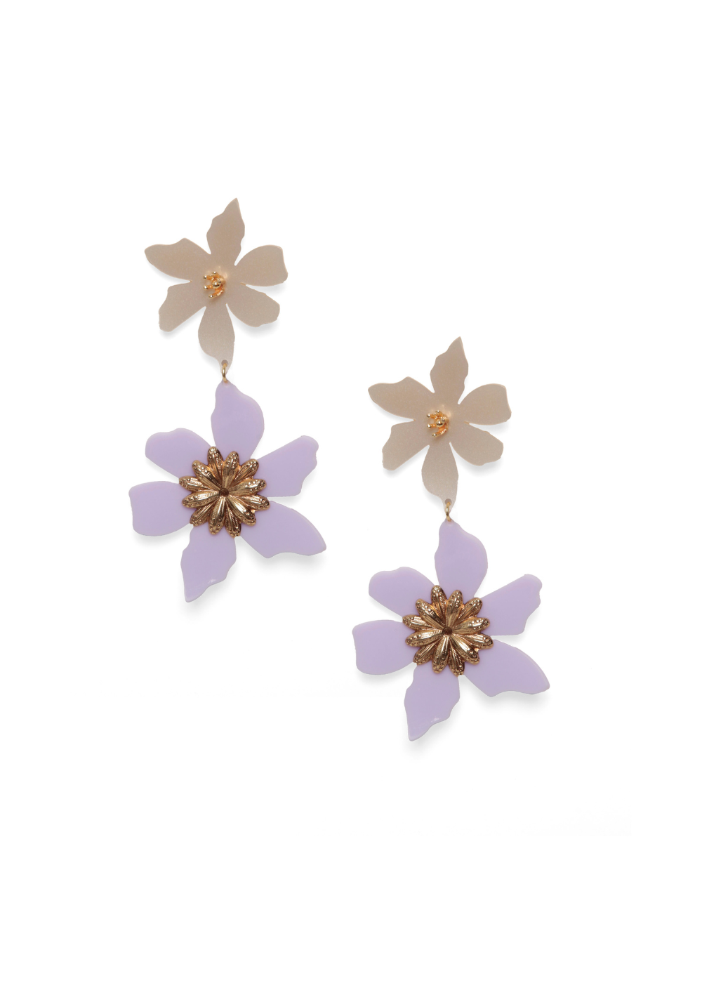 Flowers Duplo Pearl/Lilac Earrings