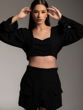 Black Beehive-Style Cropped Top