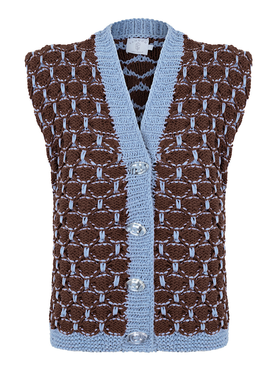 Vest Verona - Brown & Light Blue