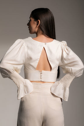 Off-White Beehive-Style Cropped Top