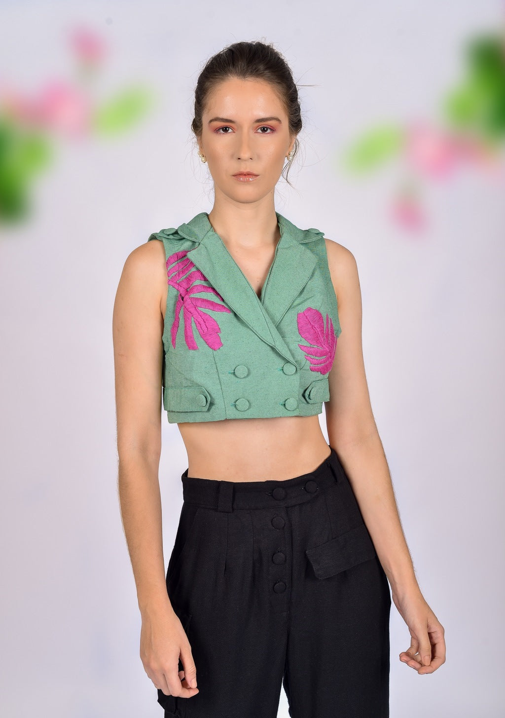 Tropical Vest - Green & Pink