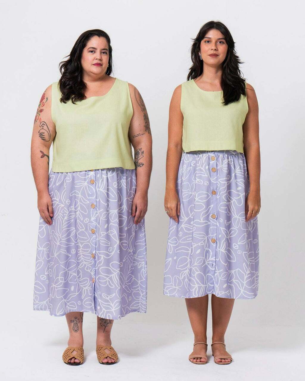 Eucalyptus Lavender Midi Skirt