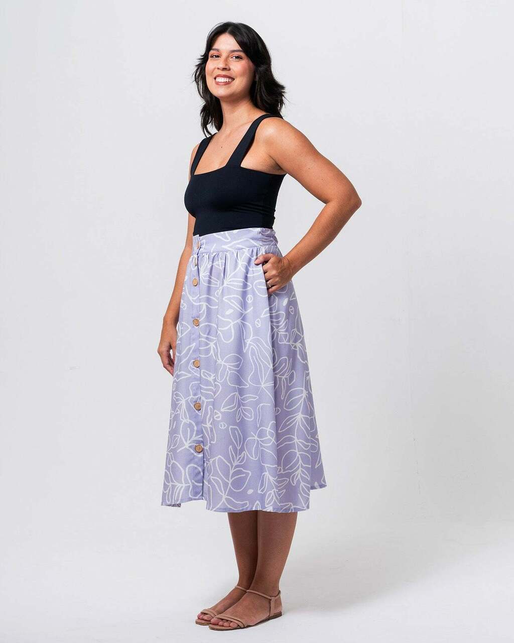 Eucalyptus Lavender Midi Skirt