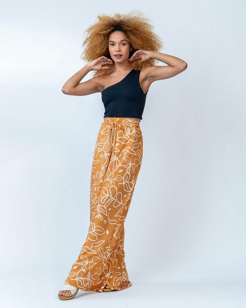 Terracotta Eucalyptus Wide-Leg Pants