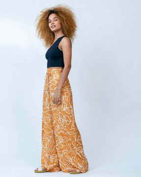 Terracotta Eucalyptus Wide-Leg Pants