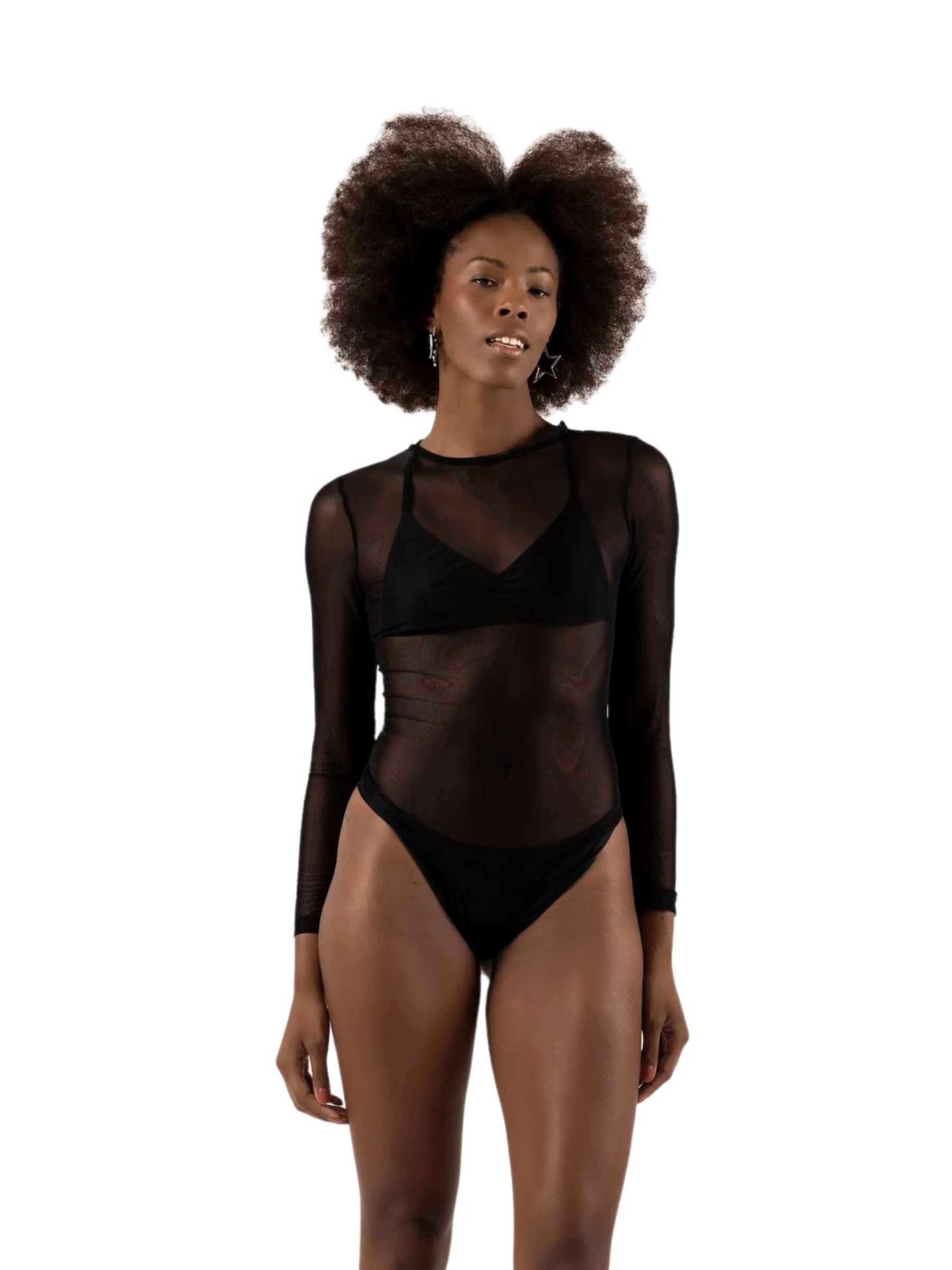 Basic Tulle Bodysuit Black