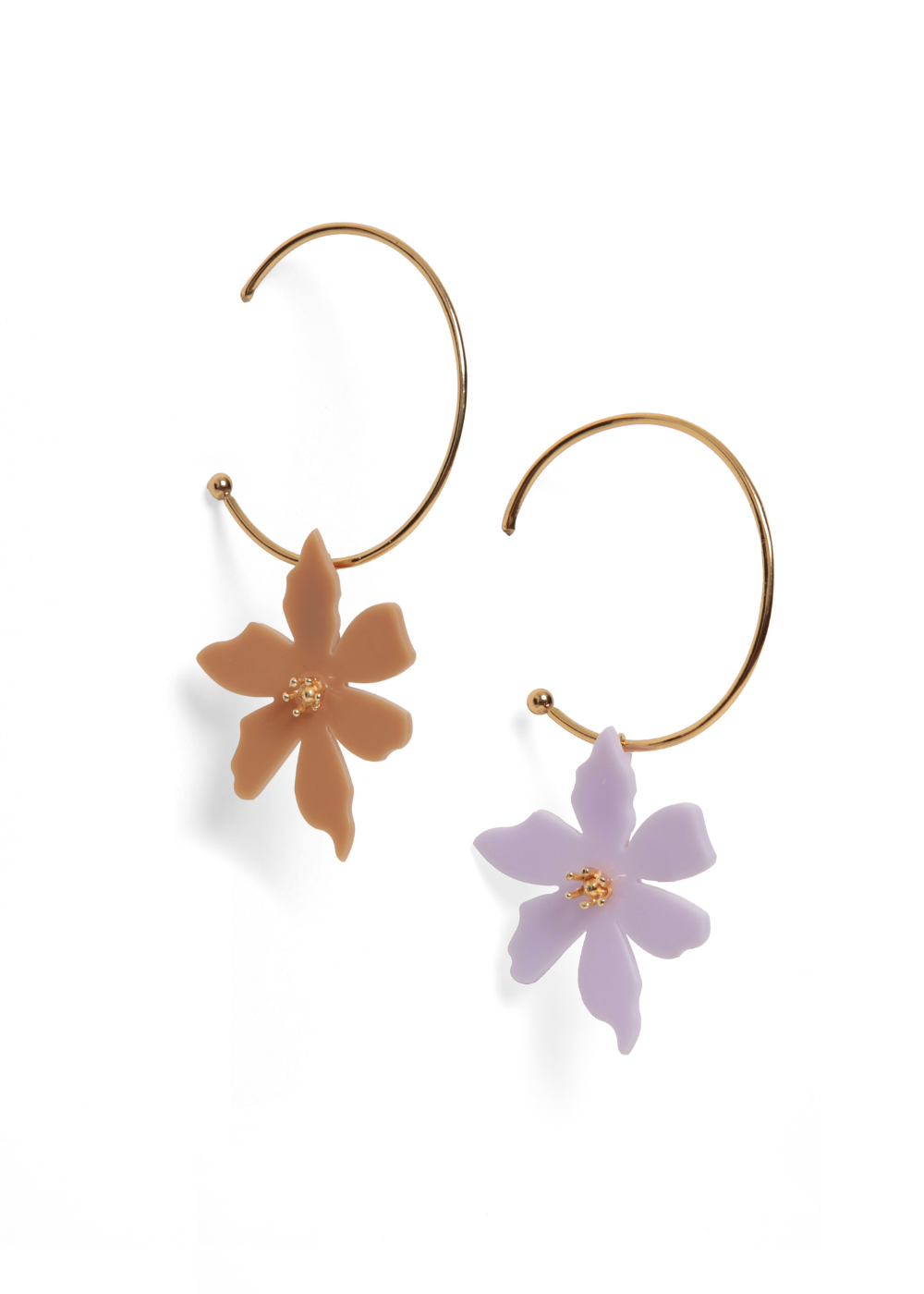 Asymmetrical Flowers Hoop Earrings