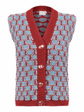 Vest Verona - Light Blue & Burgundy