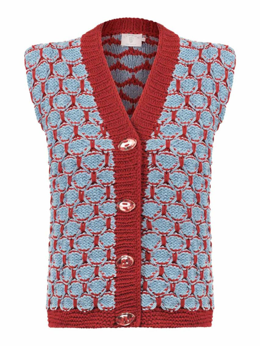 Vest Verona - Light Blue & Burgundy