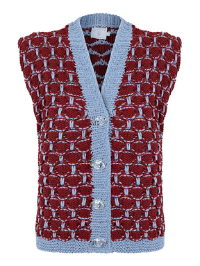 Vest Verona - Burgundy & Light Blue