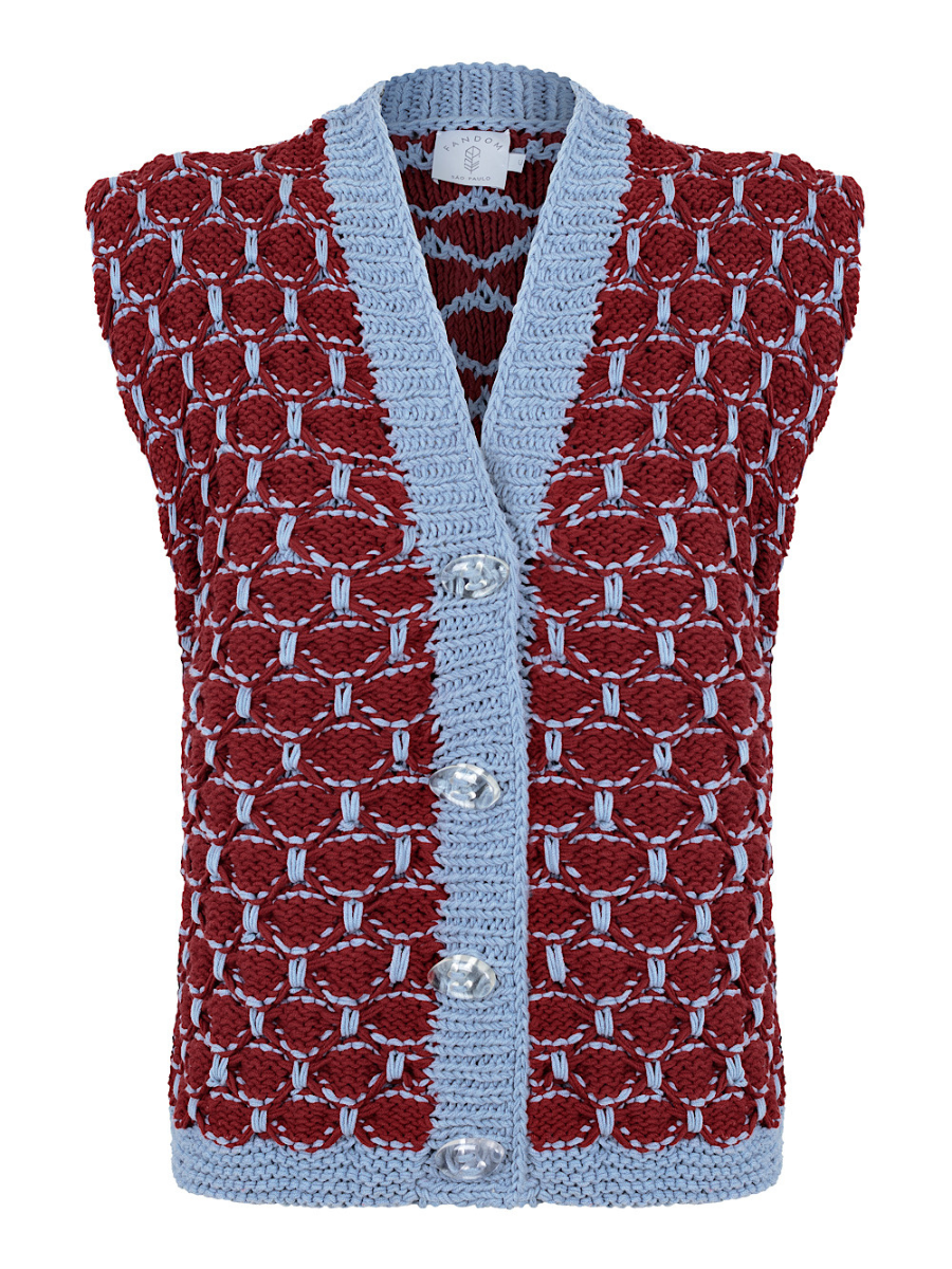 Vest Verona - Burgundy & Light Blue