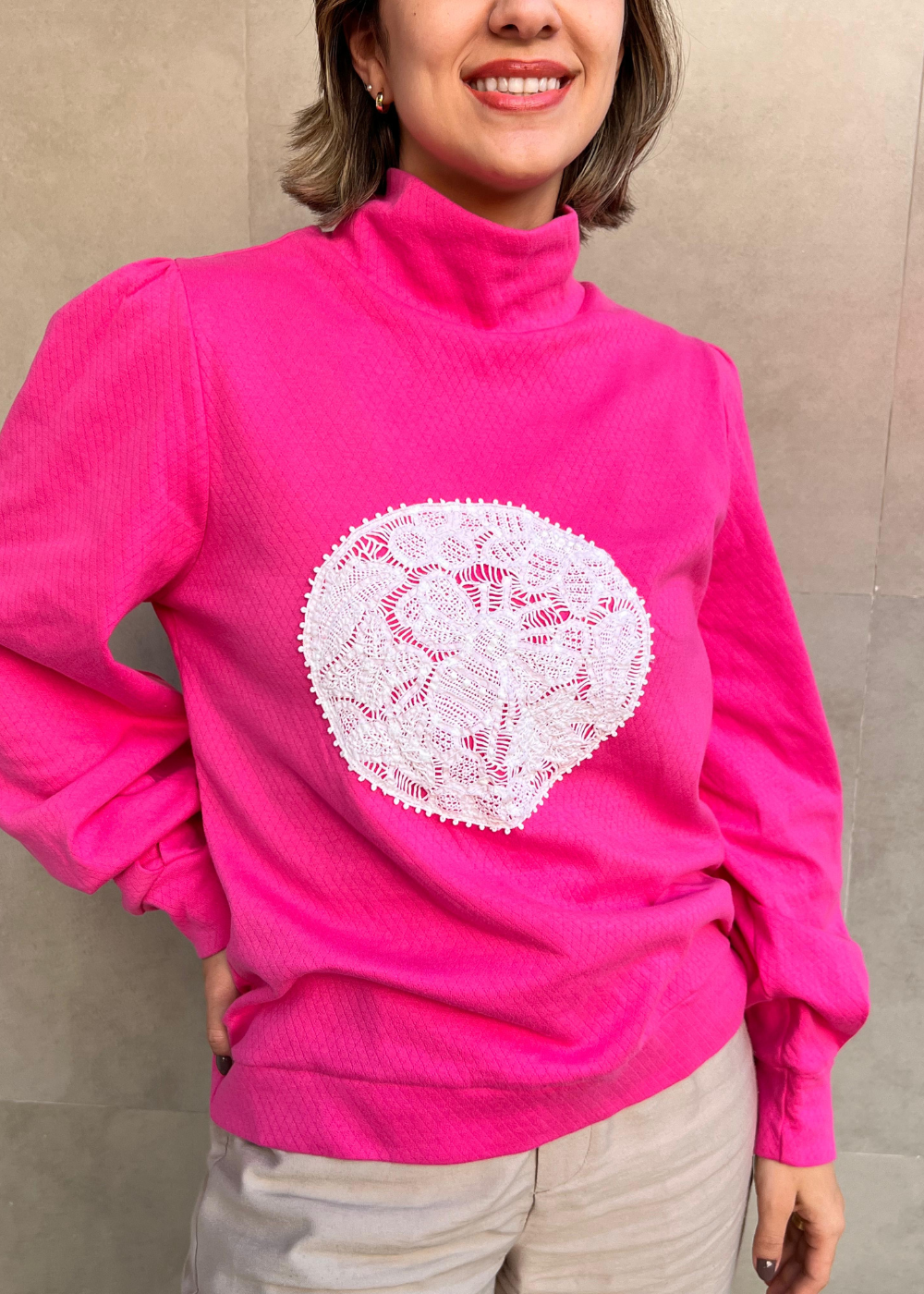 Renda Renascença Sweater - Pink