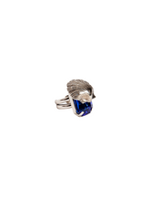 Silver Shell and Blue Crystal Ring