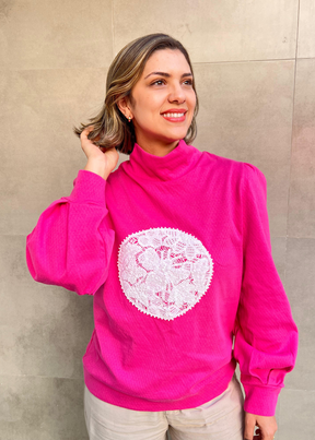 Renda Renascença Sweater - Pink