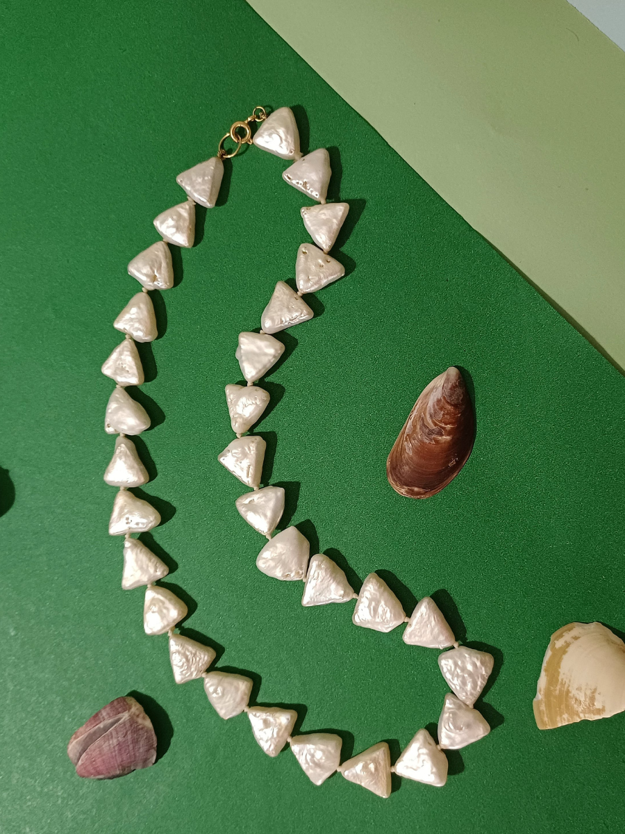 Triangle Pearl Necklace