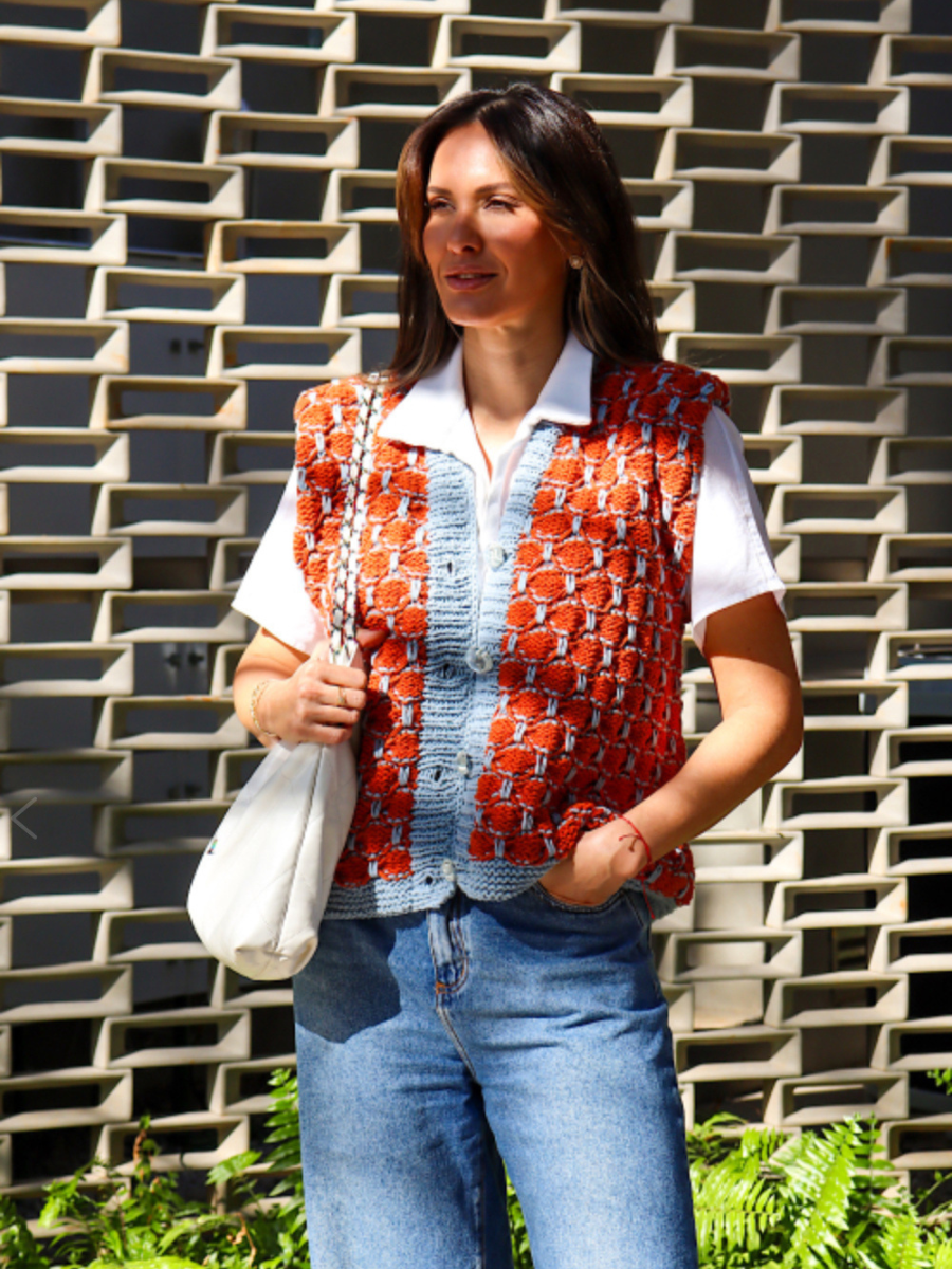 Vest Verona - Orange & Light Blue