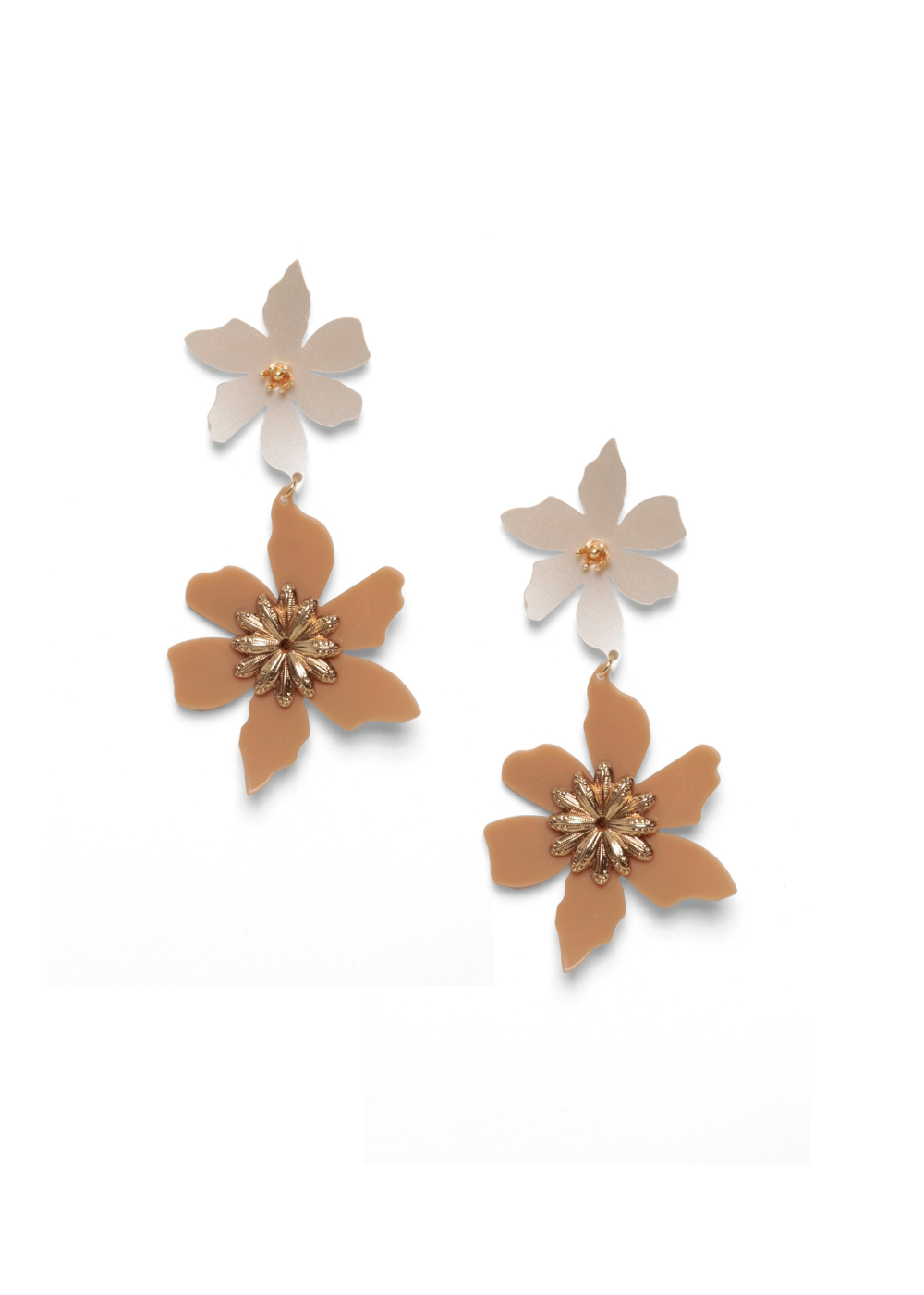 Flowers Duplo Pearl/Beige Earrings