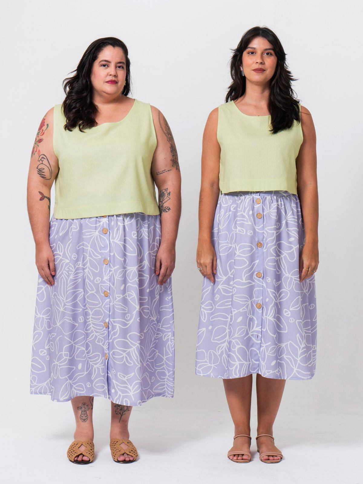 Eucalyptus Lavender Midi Skirt