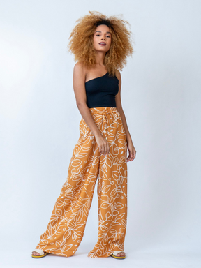 Terracotta Eucalyptus Wide-Leg Pants