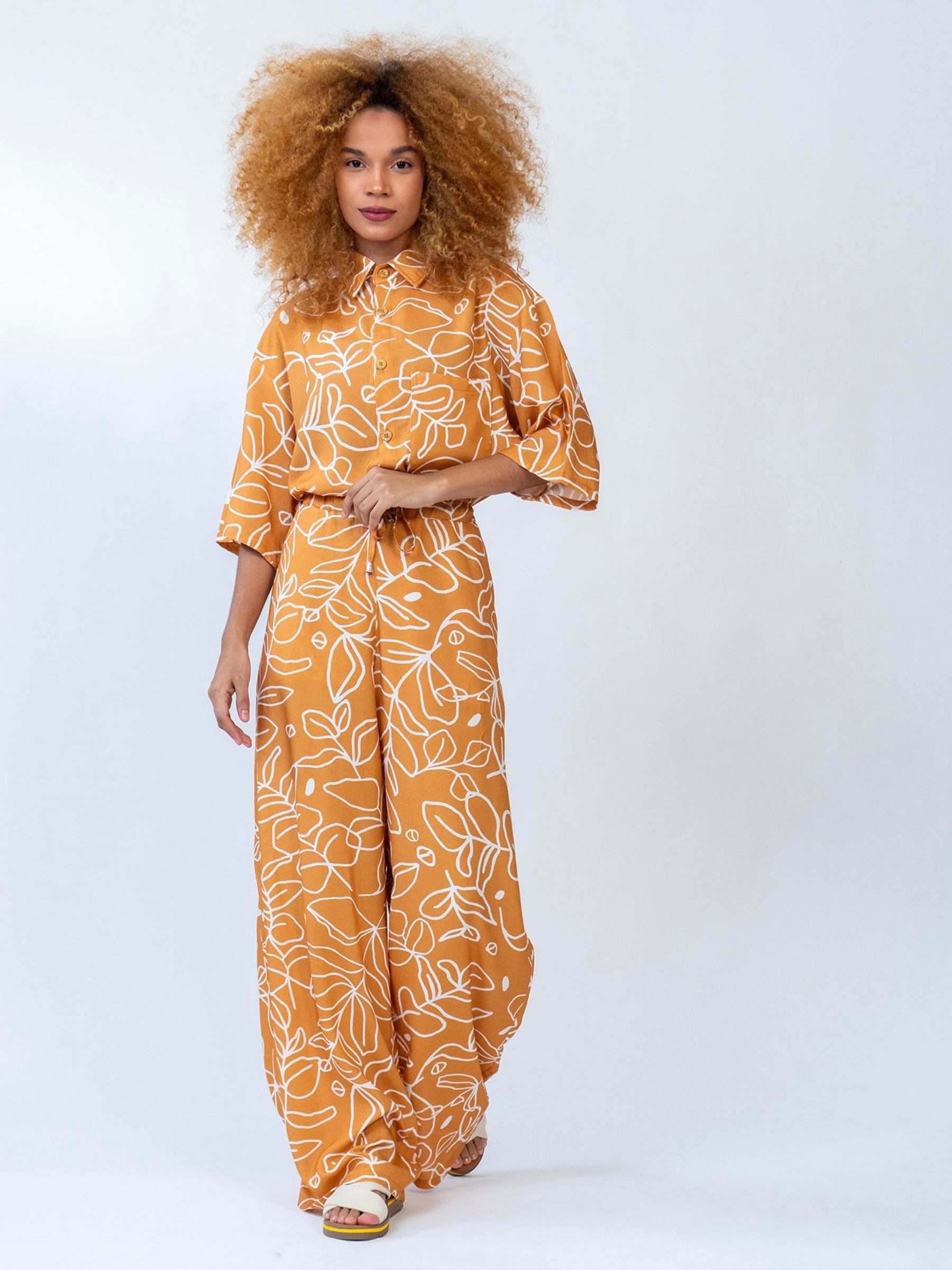 Terracotta Eucalyptus Wide-Leg Pants