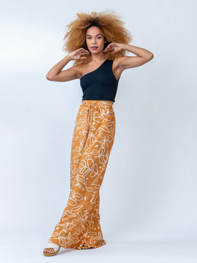 Terracotta Eucalyptus Wide-Leg Pants