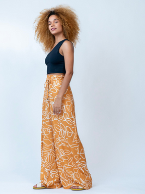 Terracotta Eucalyptus Wide-Leg Pants