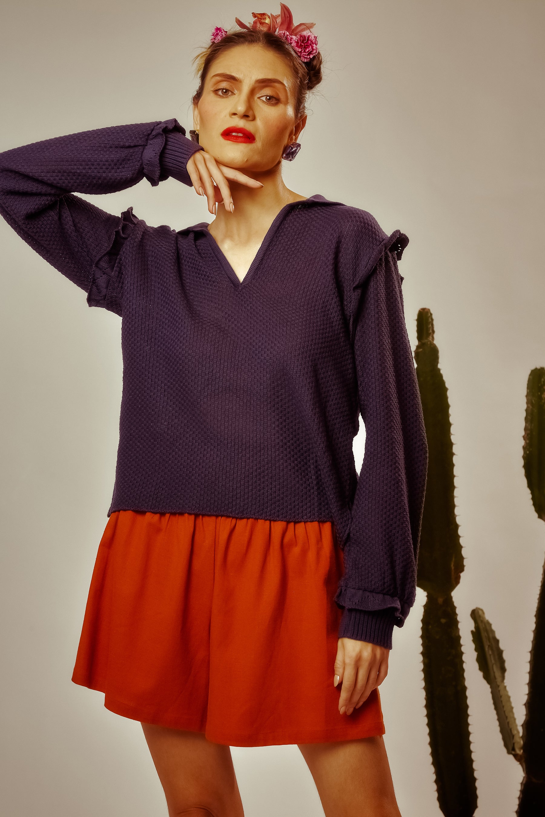 Knit Blouse Mary - Navy