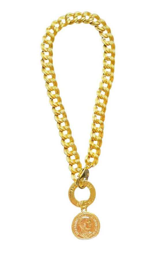 Chain and Solitaire Coin Necklace