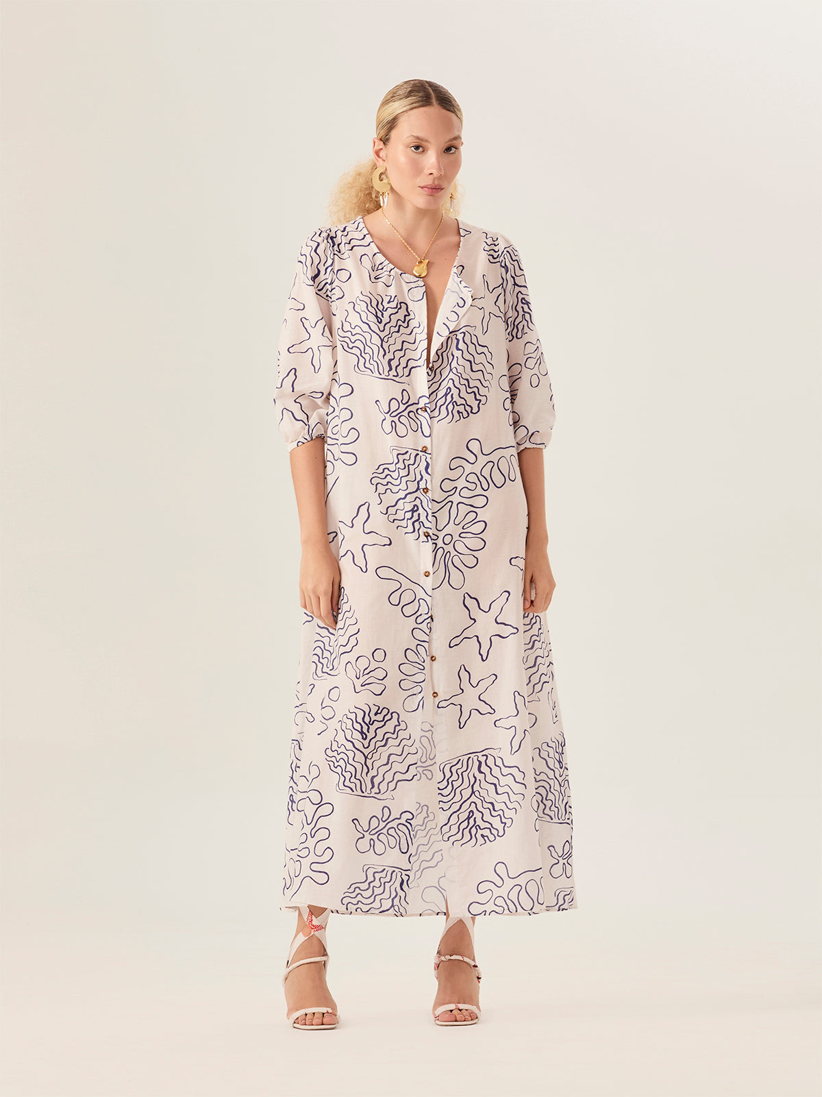 Long-Sleeve Flowing Dress - Troia