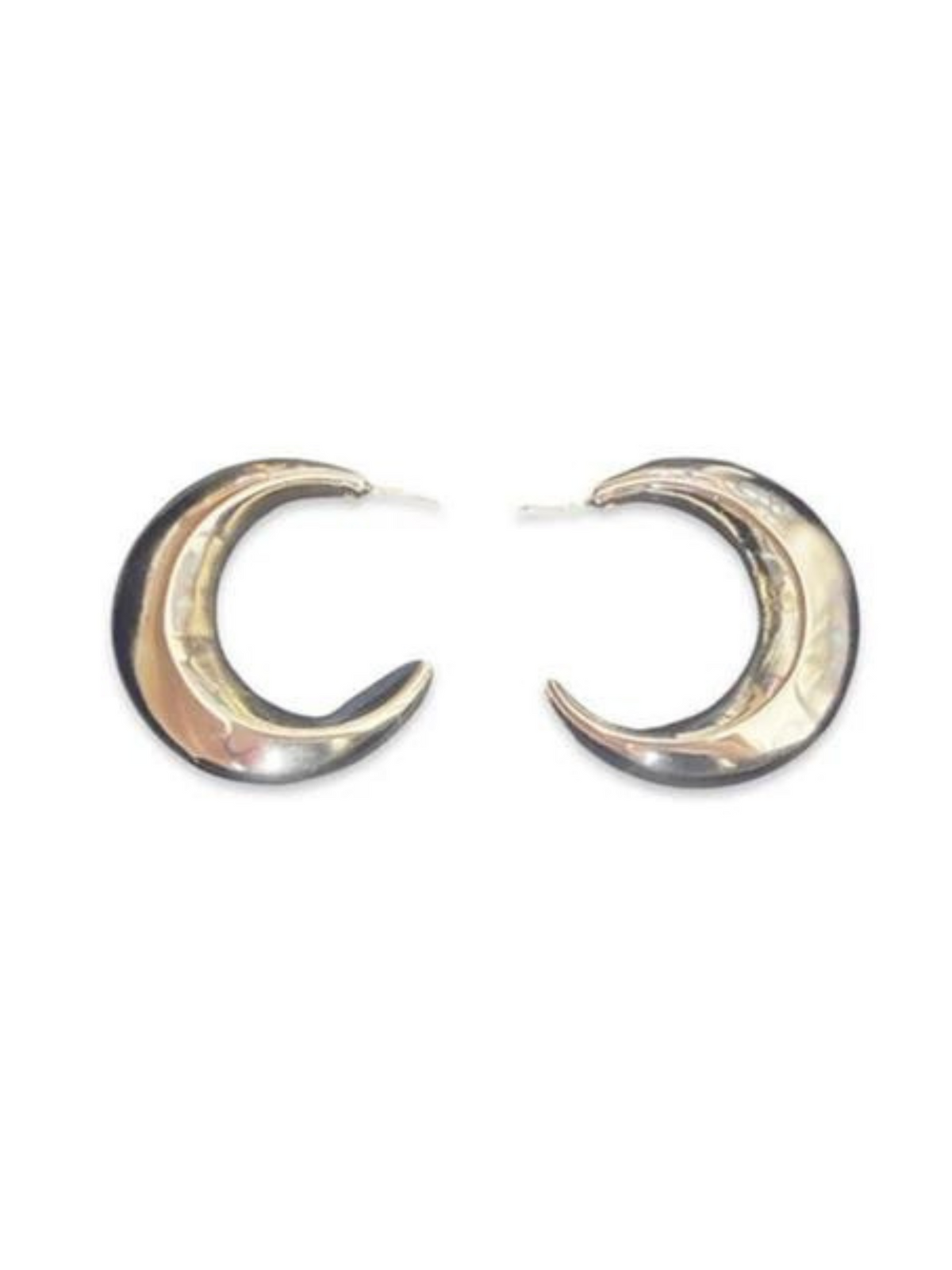 Silver Half-Moon Hoop Earring