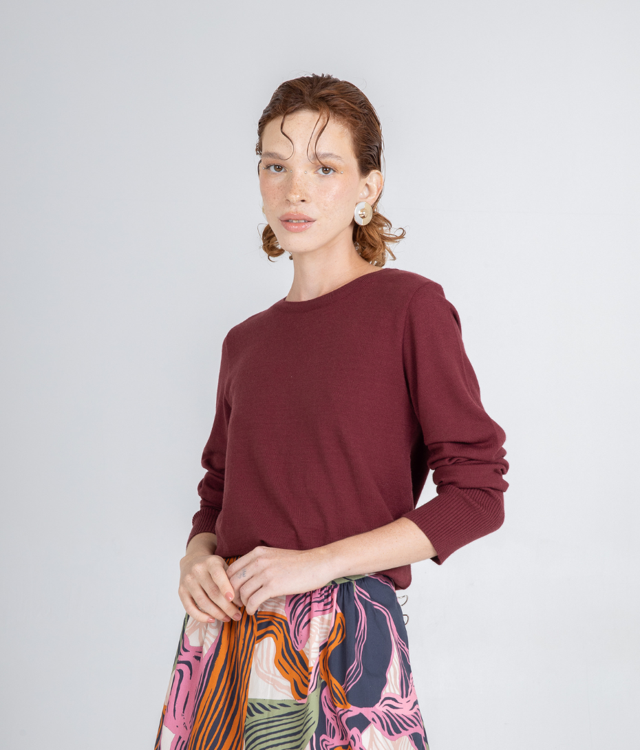 Burgundy Saturn Long-Sleeve Knit