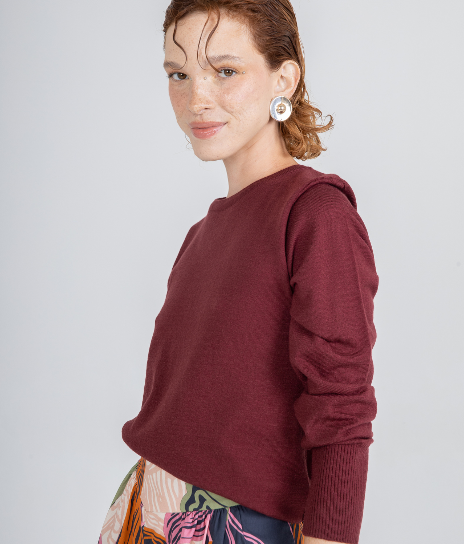 Burgundy Saturn Long-Sleeve Knit