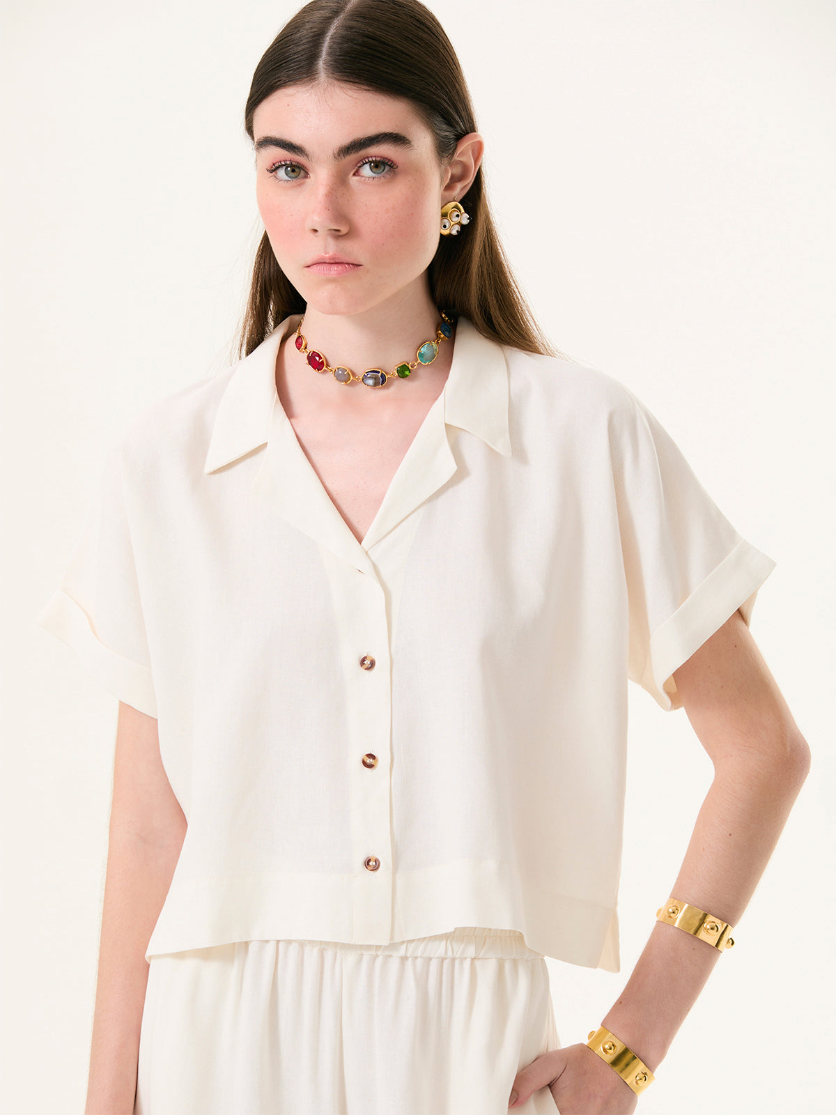 White New Cropped Shirt