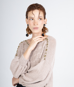 Beige Astral Crochet Top