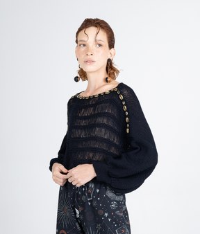 Black Astral Crochet Top